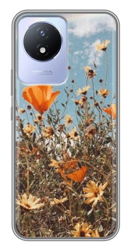Чехол с печатью "Желтые цветы" для Vivo Y02