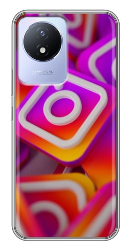 Чехол с печатью "Значки Инстаграм" для Vivo Y02