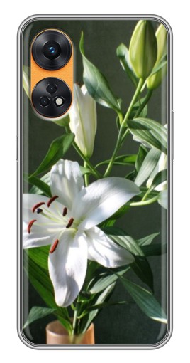 Чехол с принтом "Белые лилии" для Oppo Reno 8T