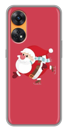 Силиконовый чехол с изображением "Дед Мороз на коньках" для Oppo Reno 8T