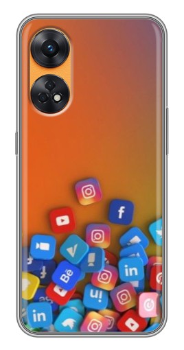 Чехол с принтом "Иконки соц сетей" для Oppo Reno 8T