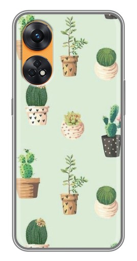 Чехол с печатью "Кактусы в горшочках " для Oppo Reno 8T