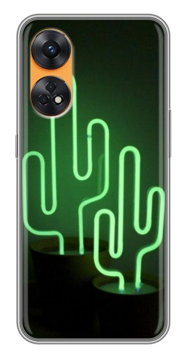Силиконовый чехол с изображением "Неоновый кактус" для Oppo Reno 8T