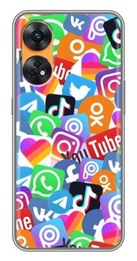 Силиконовый чехол с изображением "Яркие иконки" для Oppo Reno 8T