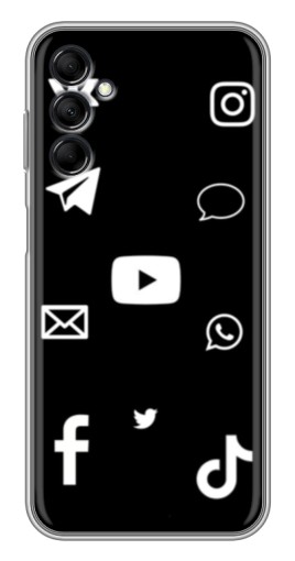 Чехол с картинкой "Белые иконки" для Samsung Galaxy M14 (M146)