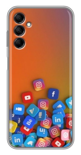 Чехол с принтом "Иконки соц сетей" для Samsung Galaxy M14 (M146)
