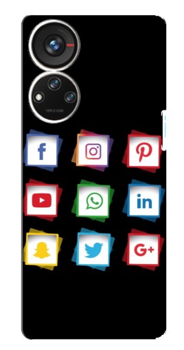 Силиконовый чехол с изображением "Иконки на черном" для ZTE Blade V40s