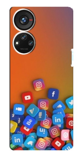 Чехол с печатью "Иконки соц сетей" для ZTE Blade V40s