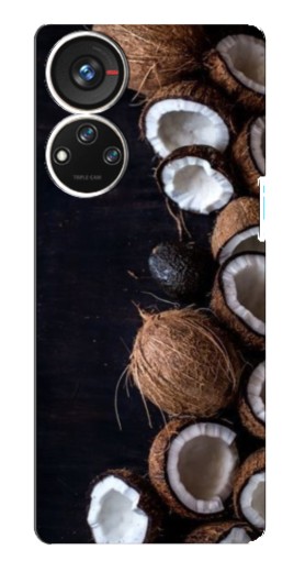 Чехол с принтом "Кокосы на черном" для ZTE Blade V40s