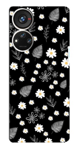 Чехол с печатью "Ромашки на черном" для ZTE Blade V40s
