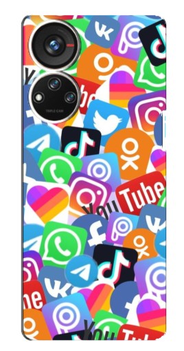 Чехол с картинкой "Яркие иконки" для ZTE Blade V40s
