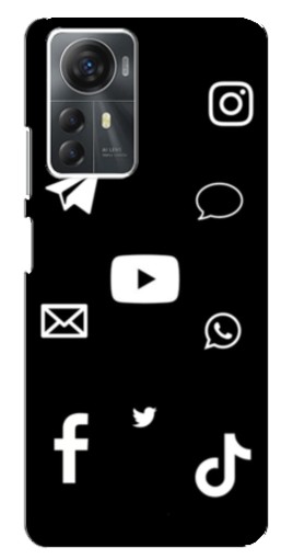 Чехол с печатью "Белые иконки" для ZTE Blade A72s
