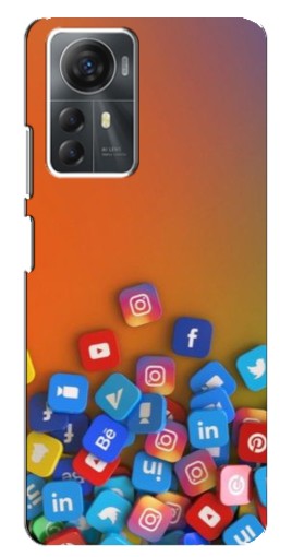 Чехол с печатью "Иконки соц сетей" для ZTE Blade A72s