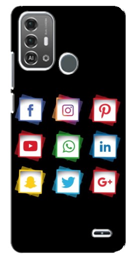Чехол с принтом "Иконки на черном" для ZTE Blade A53 Pro