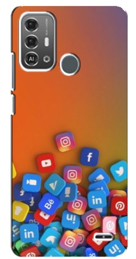 Силиконовый чехол с изображением "Иконки соц сетей" для ZTE Blade A53 Pro
