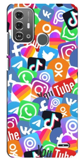 Чехол с принтом "Яркие иконки" для ZTE Blade A53 Pro