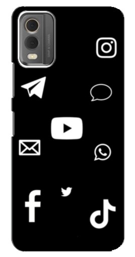 Чехол с печатью "Белые иконки" для Nokia C32