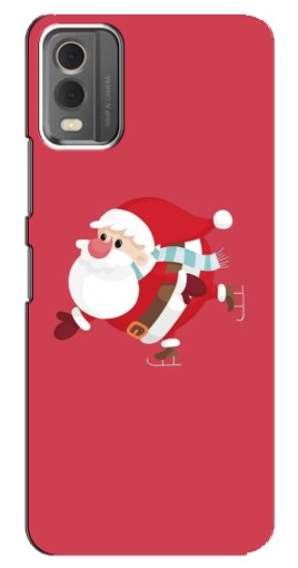 Чехол с печатью "Дед Мороз на коньках" для Nokia C32