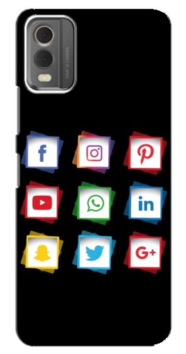 Силиконовый чехол с изображением "Иконки на черном" для Nokia C32