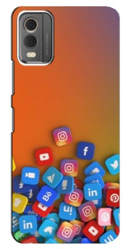 Чехол с печатью "Иконки соц сетей" для Nokia C32