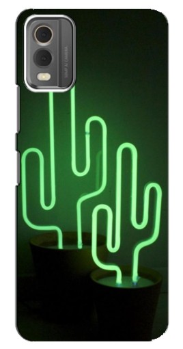 Чехол с печатью "Неоновый кактус" для Nokia C32
