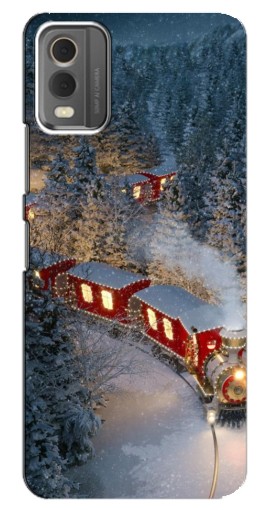 Силиконовый чехол с изображением "Новогодний поезд" для Nokia C32
