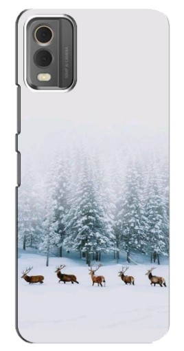 Чехол с картинкой "Олени в лесу" для Nokia C32