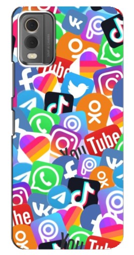 Чехол с принтом "Яркие иконки" для Nokia C32