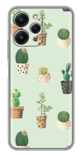 Чехол с принтом "Кактусы в горшочках " для Xiaomi Redmi 12 (5G)