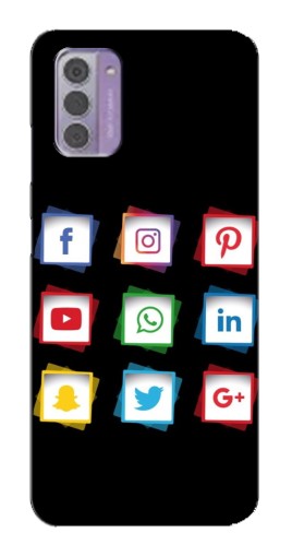 Чехол с принтом "Иконки на черном" для Nokia G42