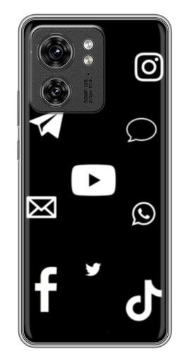 Чехол с картинкой "Белые иконки" для Motorola Edge 40 Pro