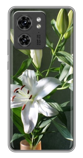 Силиконовый чехол с изображением "Белые лилии" для Motorola Edge 40 Pro