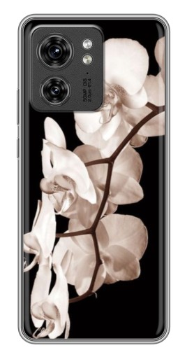 Чехол с картинкой "Черно-белая орхидея" для Motorola Edge 40 Pro