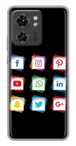 Чехол с печатью "Иконки на черном" для Motorola Edge 40 Pro