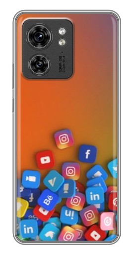 Чехол с печатью "Иконки соц сетей" для Motorola Edge 40 Pro