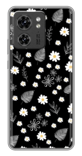Чехол с картинкой "Ромашки на черном" для Motorola Edge 40 Pro