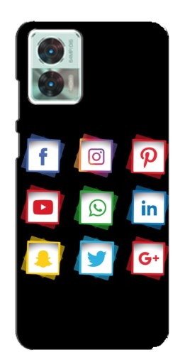 Силиконовый чехол с изображением "Иконки на черном" для Motorola Edge 30 Neo