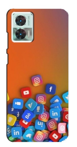 Чехол с картинкой "Иконки соц сетей" для Motorola Edge 30 Neo