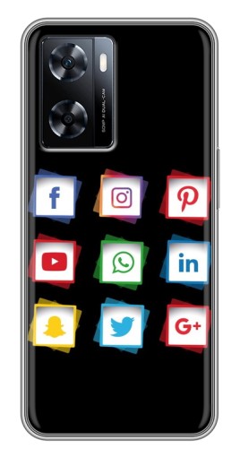 Чехол с картинкой "Иконки на черном" для OnePlus Nord N20 SE