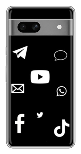 Силиконовый чехол с изображением "Белые иконки" для Google Pixel 7A