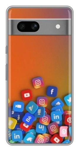 Чехол с принтом "Иконки соц сетей" для Google Pixel 7A