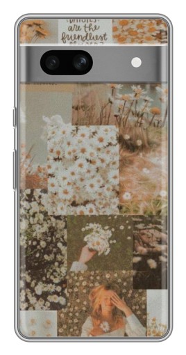 Силиконовый чехол с изображением "Коллаж ромашек " для Google Pixel 7A