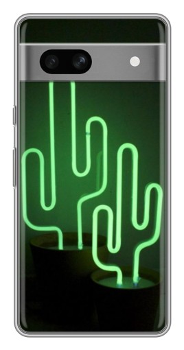 Чехол с печатью "Неоновый кактус" для Google Pixel 7A