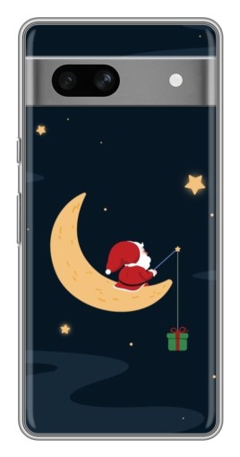 Чехол с принтом "Санта на луне" для Google Pixel 7A