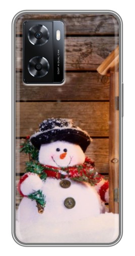 Чехол с картинкой "Рождественский снеговик" для Oppo A77