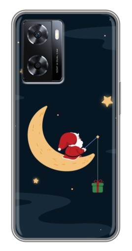 Чехол с картинкой "Санта на луне" для Oppo A77