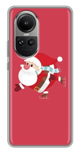 Чехол с картинкой "Дед Мороз на коньках" для Oppo Reno 10