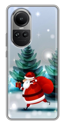 Силиконовый чехол с изображением "Дед Мороз с подарком" для Oppo Reno 10