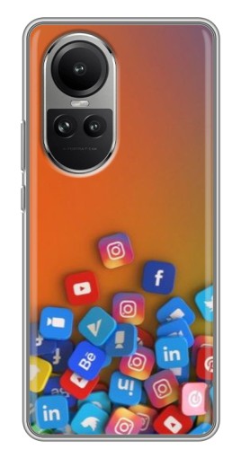 Чехол с принтом "Иконки соц сетей" для Oppo Reno 10