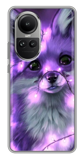 Чехол с принтом "Лисенок фиолетовый" для Oppo Reno 10
